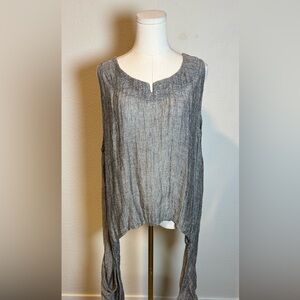 Transparente Black Label Linen Asymmetrical Topper/Tank One Size